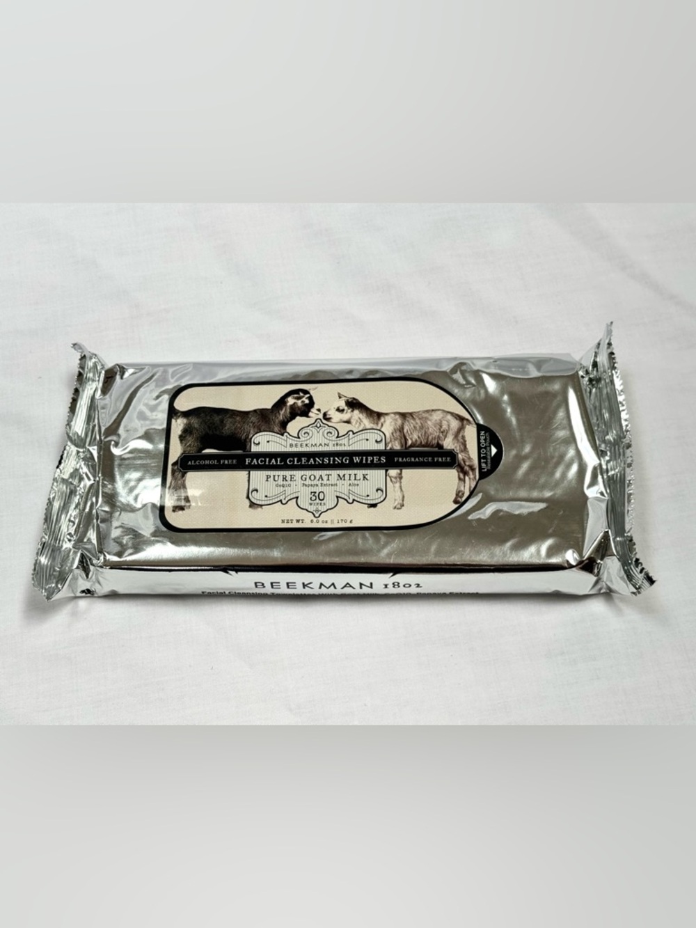 New Beekman 1802 Pure Goat Milk Facial Cleansing Wipes 30 ct Fragrance Free